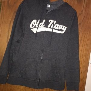 old navy gray zip up hoodie